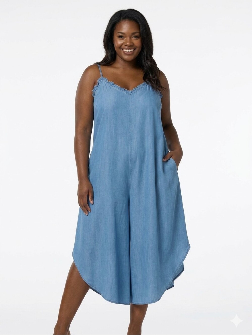 CATO Plus Size Chambray Genie Jumpsuit 26/28W 4X - Picture 2 of 15